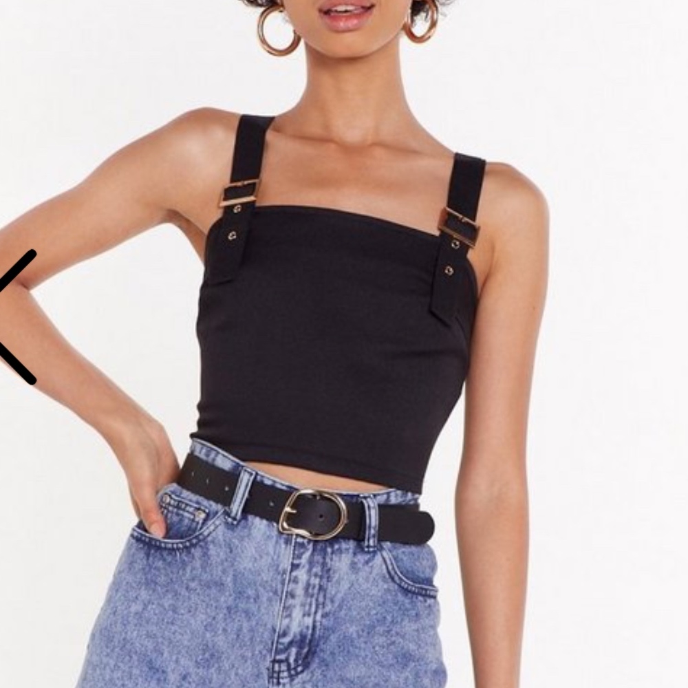 Black Buckle Crop Top